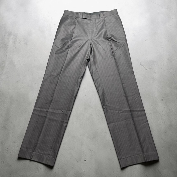 Hugo Boss Other - Hugo Boss Rossellini Cinemaus Mens Gray Striped Silk Wool Dress Pant 42L 34x33